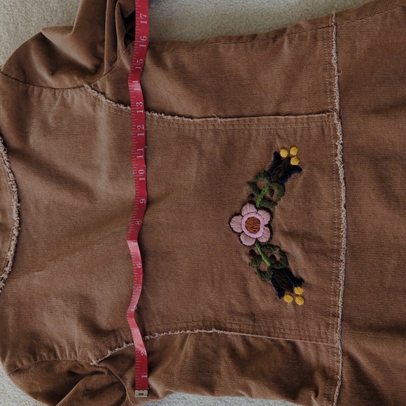 Joystick Blazer Brown Embroidered Corduroy Fringe Patch Pockets Boho - Picture 13 of 13